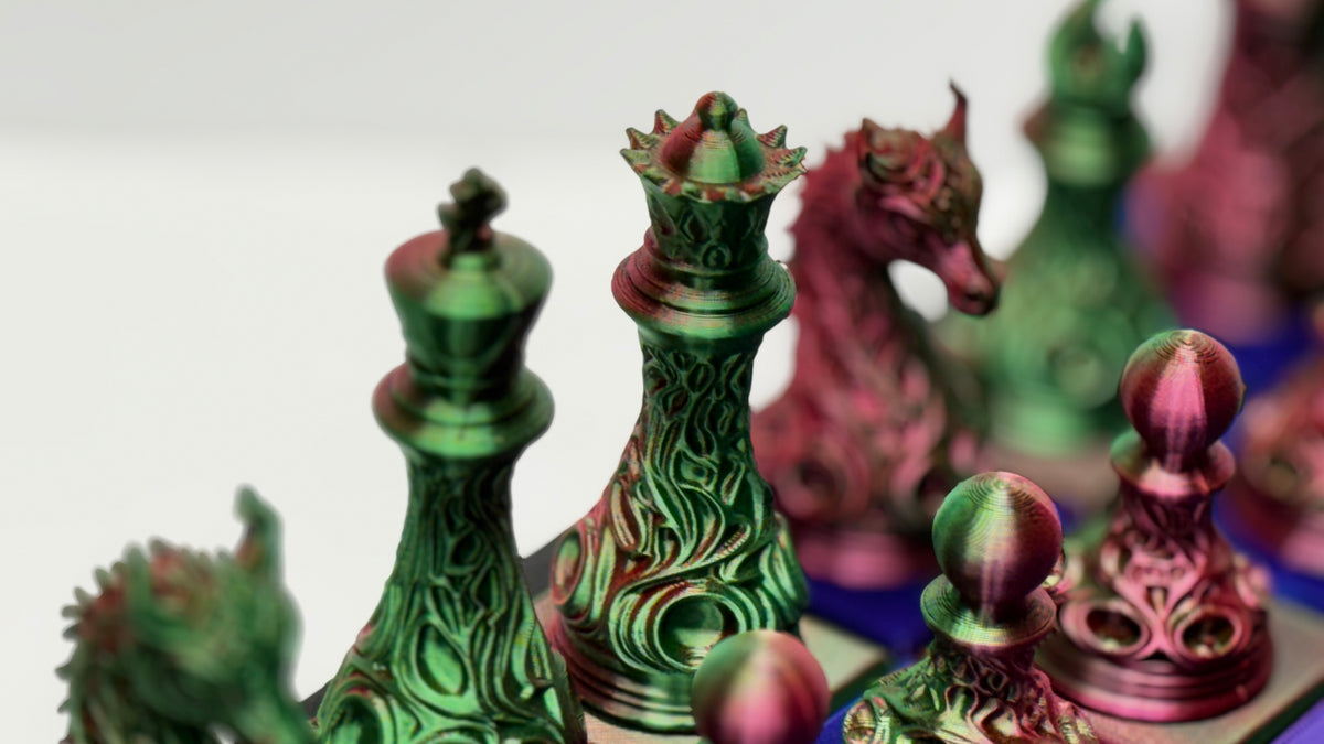 DRAGON ART: Custom 3D Printed Chess Set