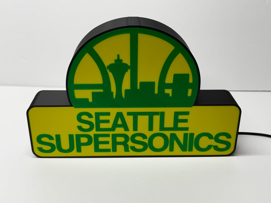 SEATTLE SUPERSONICS - Retro Skyline Logo Lighted Sign