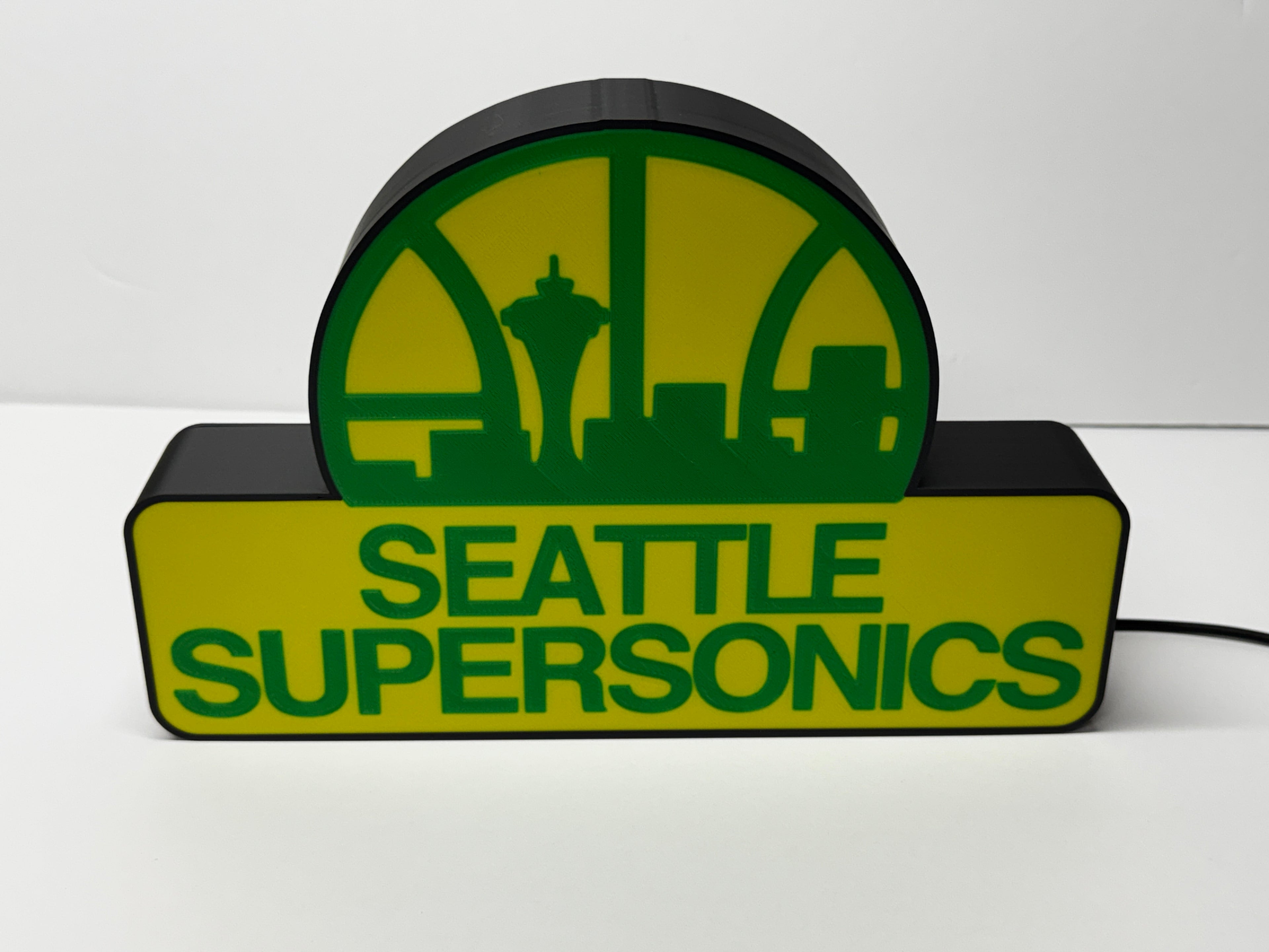 SEATTLE SUPERSONICS - Retro Skyline Logo Lighted Sign