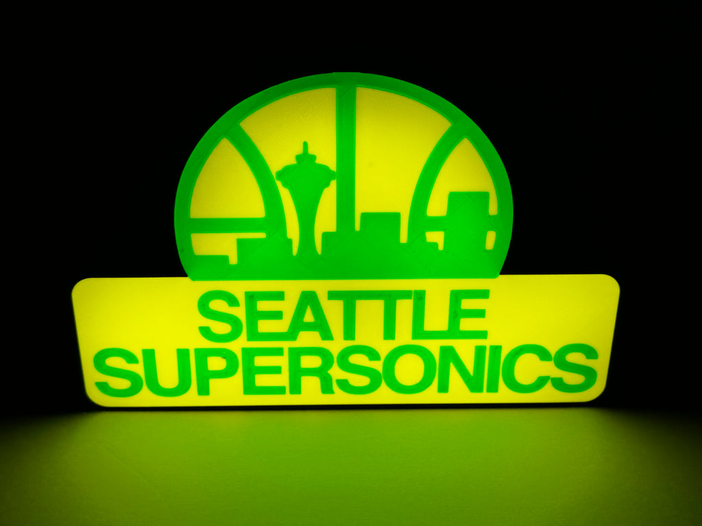 SEATTLE SUPERSONICS - Retro Skyline Logo Lighted Sign