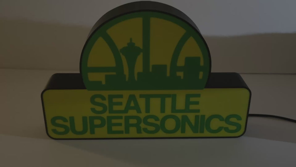 SEATTLE SUPERSONICS - Retro Skyline Logo Lighted Sign